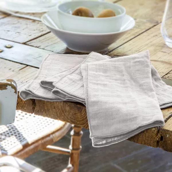 Lot de 3 serviettes gaze de coton (40 x 40 cm) Ga�a Gris nuage
