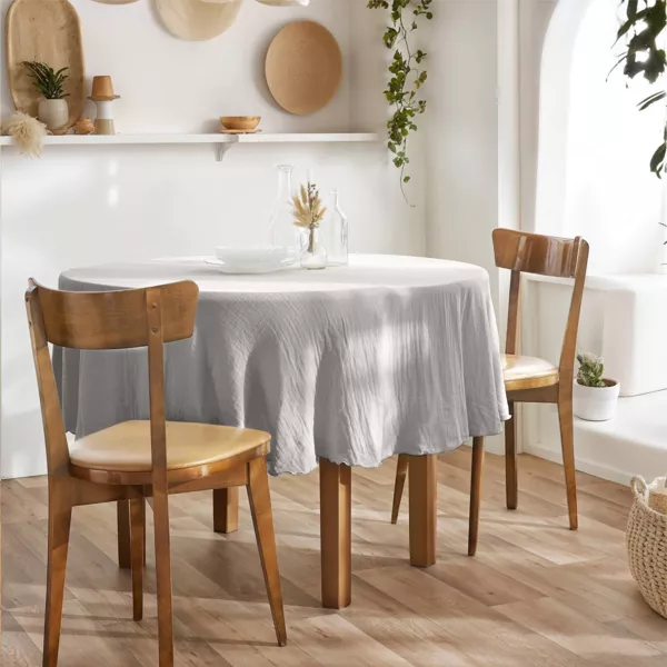 Nappe ronde gaze de coton (180 cm) Ga�a Gris nuage