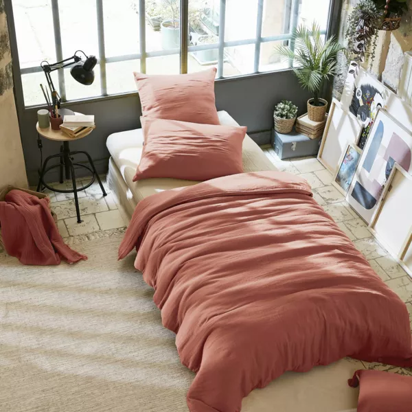 Copripiumino garza di cotone (140 x 200 cm) Ga�a Rosa pesca