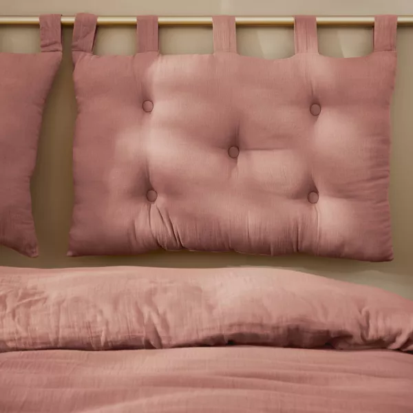 T�te de lit coussin gaze de coton (80 x 50 cm) Ga�a Rose p�che