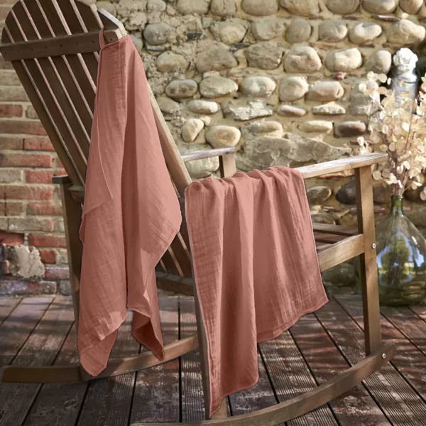 Set van 2 handdoekjes Katoengaas (50 x 70 cm) Ga�a Perzik roze