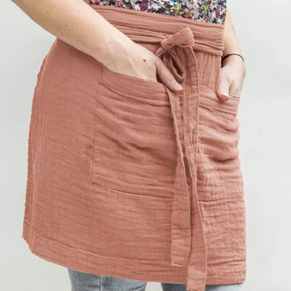 Musselin-Kochsch�rze mit Taschen Ga�a Pfirsichrosa