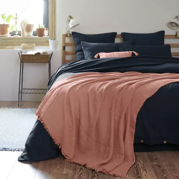 Manta en gasa de algod�n (220 cm) Ga�a Rosa durazno