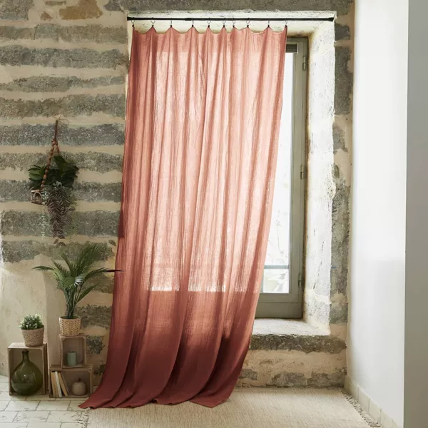 Cortina De Gasa Lisa Con Cinta Fruncida | Tamaño 145x175 Cm, 100% Poliéster - Transparente Y Lavable A Máquina