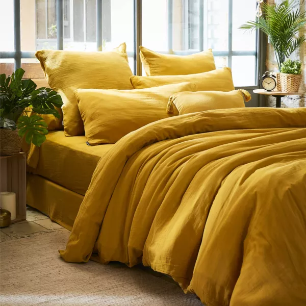 Copripiumino garza di cotone (280 x 240 cm) Ga�a Giallo zafferano