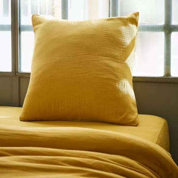 Federa quadrata garza di cotone (60 x 60 cm) Ga�a Giallo zafferano