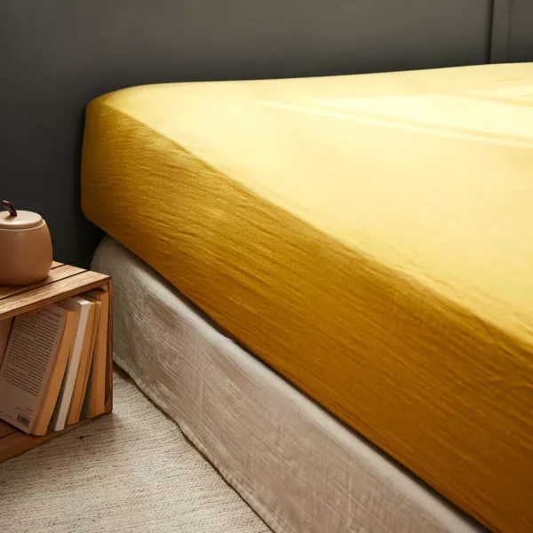 Lenzuolo con angoli garza di cotone (160 x 200 cm) Ga�a Giallo zafferano