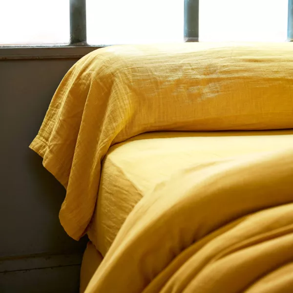 Taie de traversin gaze de coton (L185 cm) Ga�a Jaune safran