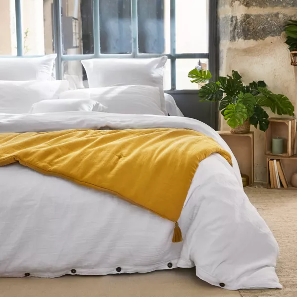 Edredon gaze de coton (90 x 200 cm) Ga�a Jaune safran