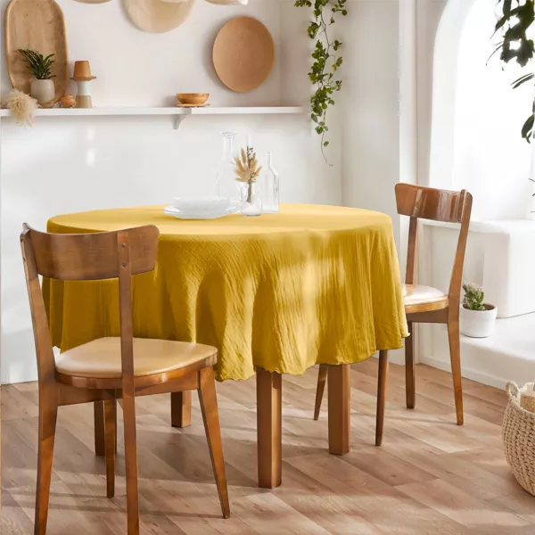 Runde Musselin-Tischdecke (180 cm) Ga�a Safrangelb