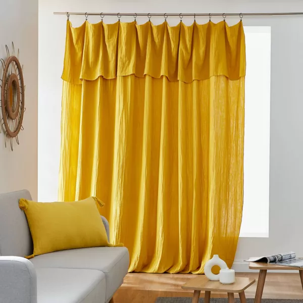 Cortina de gasa de algod�n ajustable (280 x max 300 cm) Ga�a Amarillo azafr�n