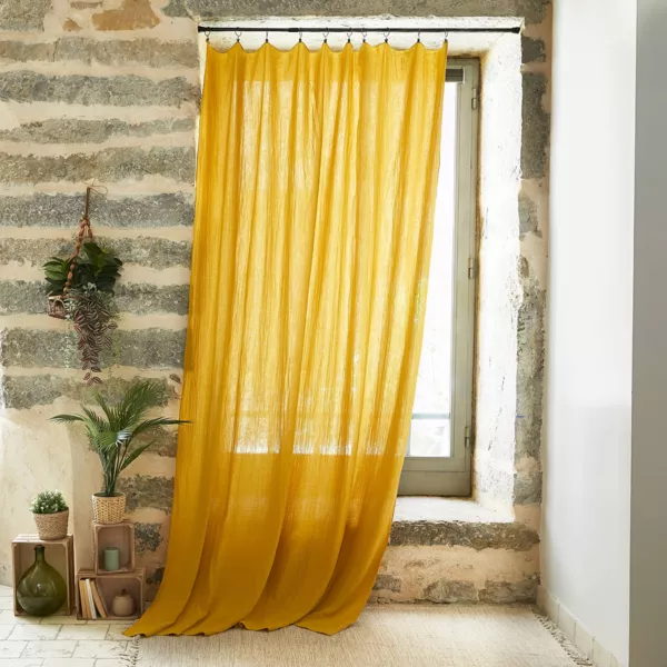 Tenda garza di cotone regolabile  (180 x max 300 cm) Ga�a Giallo zafferano