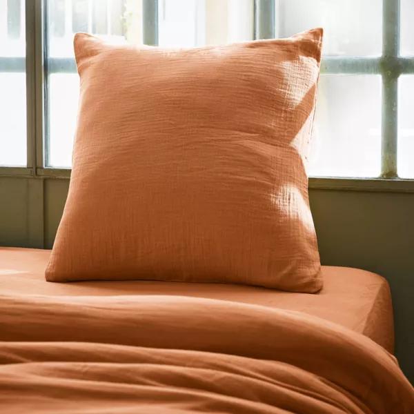 Quadratischer Musselin-Kopfkissenbezug (60 x 60 cm) Ga�a Aprikosenfarben