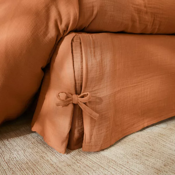 Cache-sommier Gaze de coton (180 x 200 cm) Ga�a Abricot