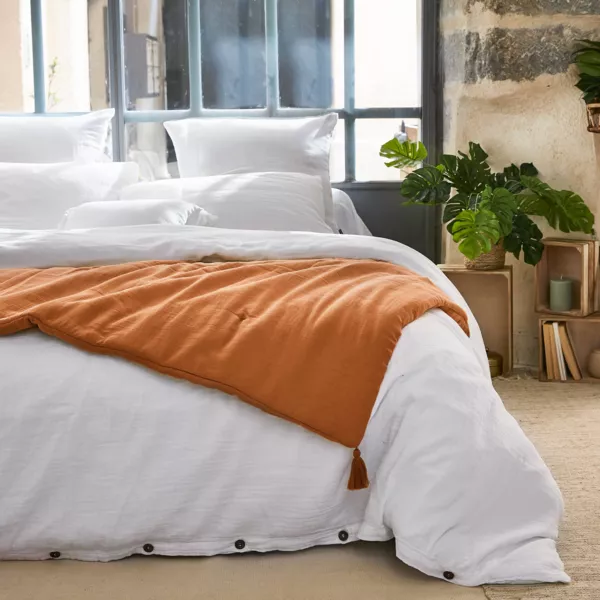 Camino de cama edred�n de gasa de algod�n (150 x 150 cm) Ga�a Albaricoque