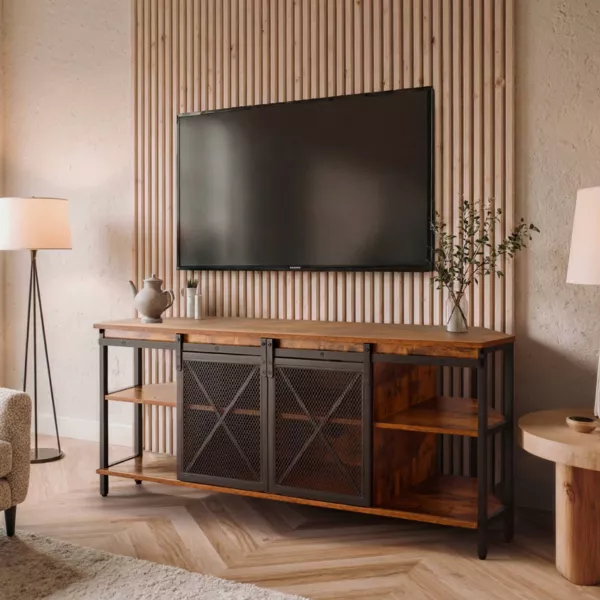 TV-M�bel aus Holz und Metall (140 cm) Basko Schwarz 