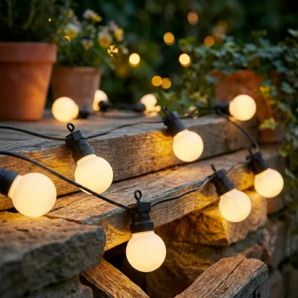 Luminaria da giardino solare con 10 LED (4,5 m) Festa estiva Bianco caldo