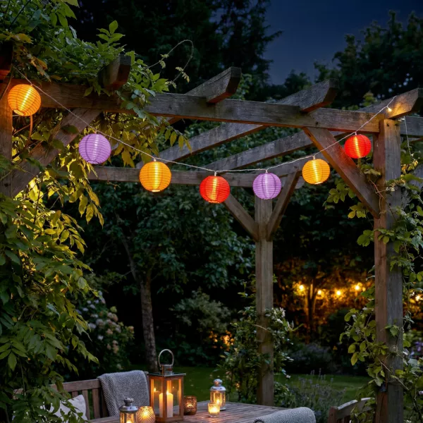 Guirlande lumineuse ext�rieure � piles 10 LED (2,7 m) Lanternes chinoises Multicolore