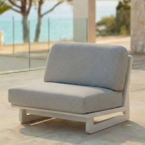 Poltrona da giardino in alluminio Long Beach Bianco cenere e grigio chiaro