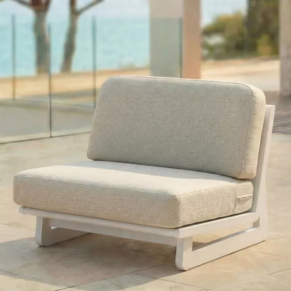 Fauteuil de jardin en aluminium Long Beach Blanc cendr� et beige