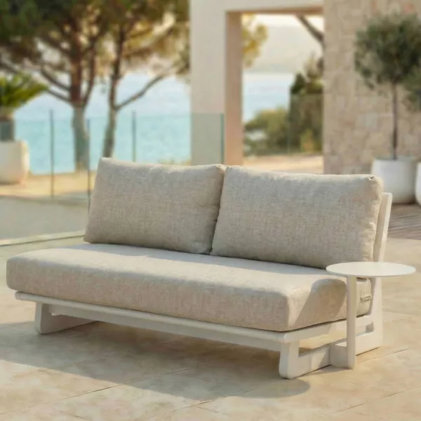 Aluminium Gartensofa Long Beach für 2 Personen in Aschweiß und Beige