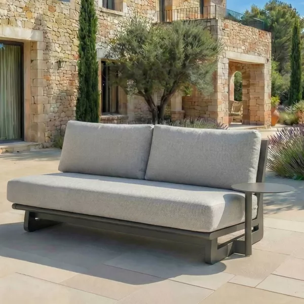 Divano da giardino in alluminio 2 posti Long Beach Grigio antracite e tortora