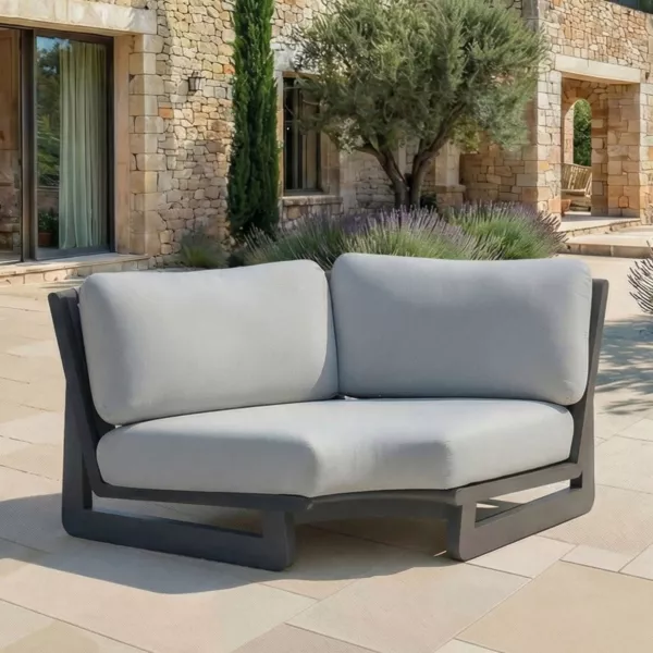 Poltrona d'angolo da giardino in alluminio Long Beach Grigio antracite e grigio chiaro