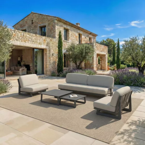 Set da giardino in alluminio 5 posti 5 pezzi Long Beach Grigio antracite e tortora