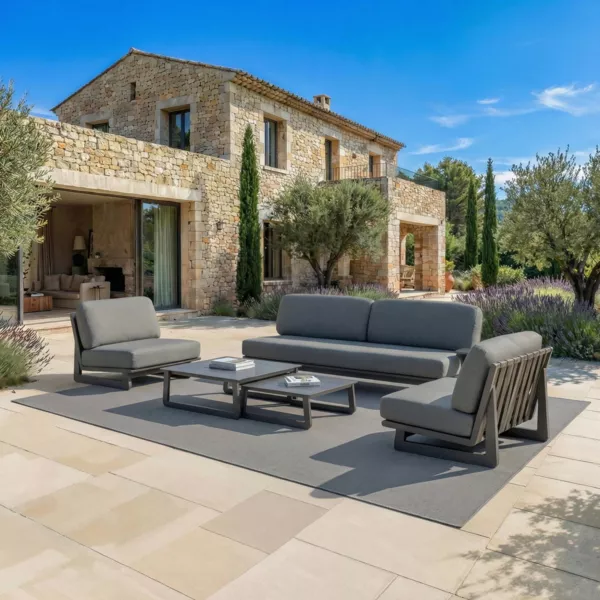 Salon de jardin en aluminium 5 places 5 pcs Long Beach Gris anthracite