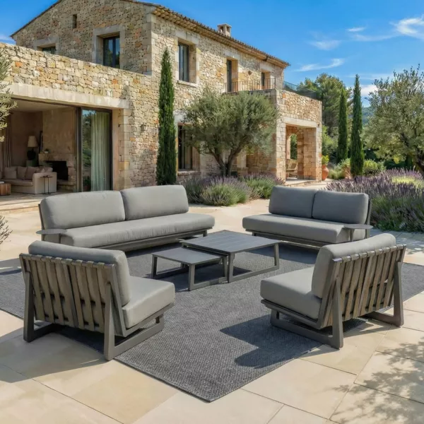 Set da giardino in alluminio 7 posti 6 pezzi Long Beach Grigio antracite