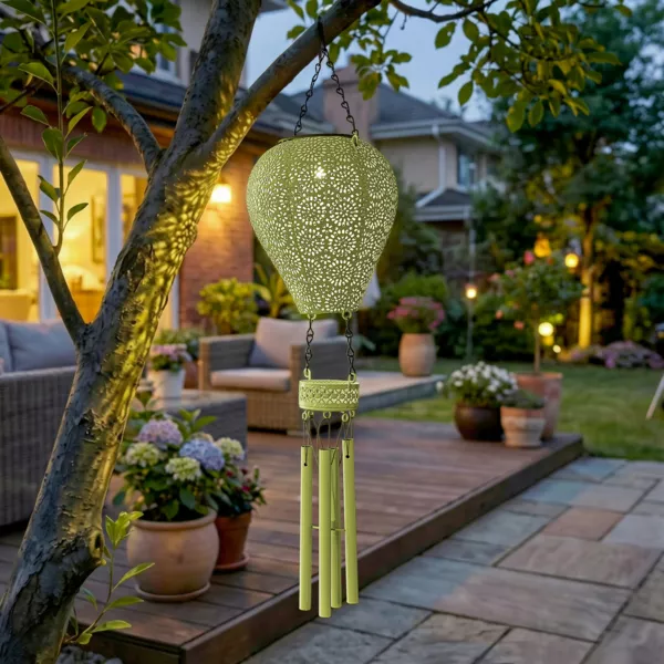 Solar-LED-Gartenh�ngeleuchte (H56 cm) Hei�luftballon Gelb