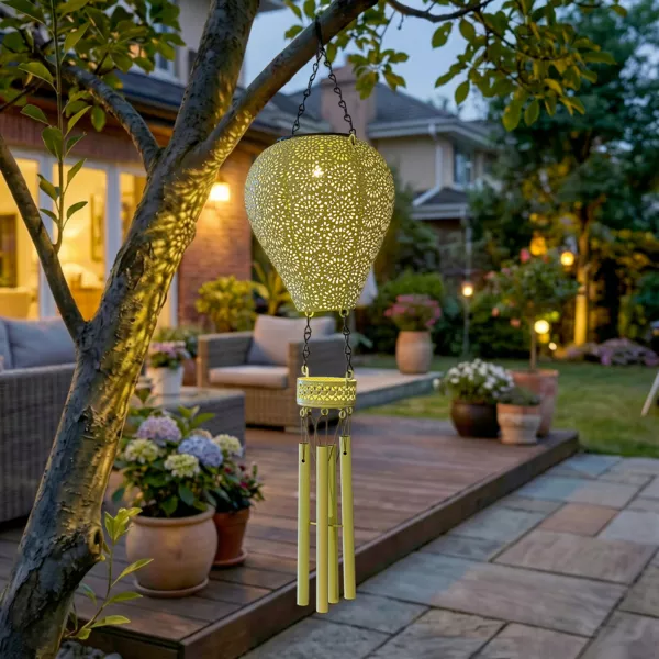 Solar-LED-Gartenh�ngeleuchte (H56 cm) Hei�luftballon Gr�n