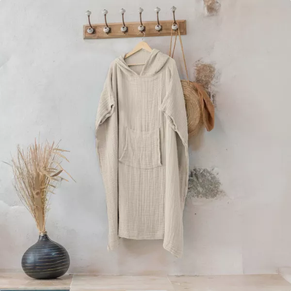 Poncho adulte gaze de coton L/XL Ga�a Beige