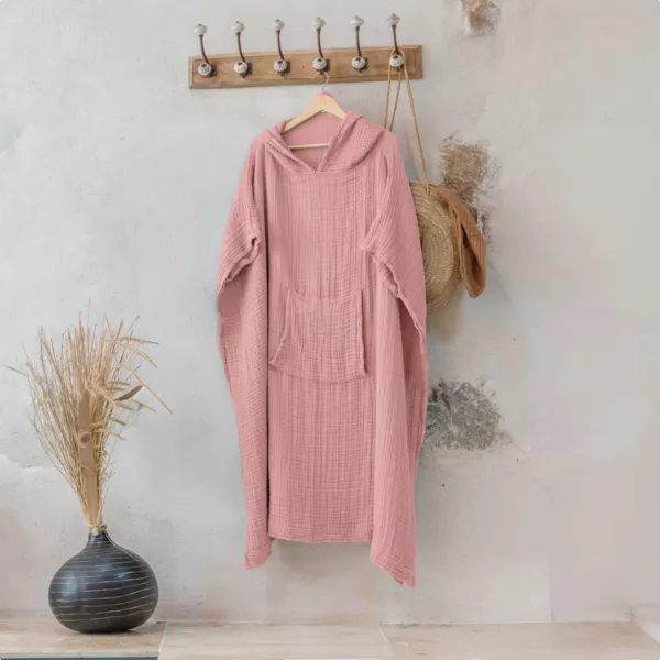Voksen poncho i bomuldsgaze L/XL Ga�a Blush