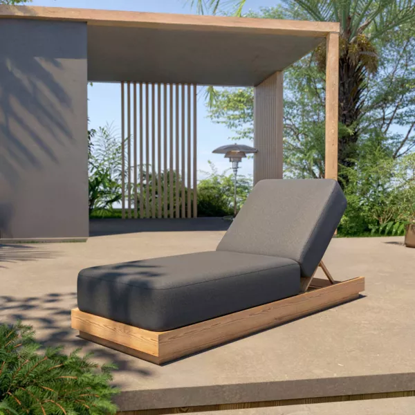 Lettino prendisole in legno di teak Zanzibar Grigio antracite