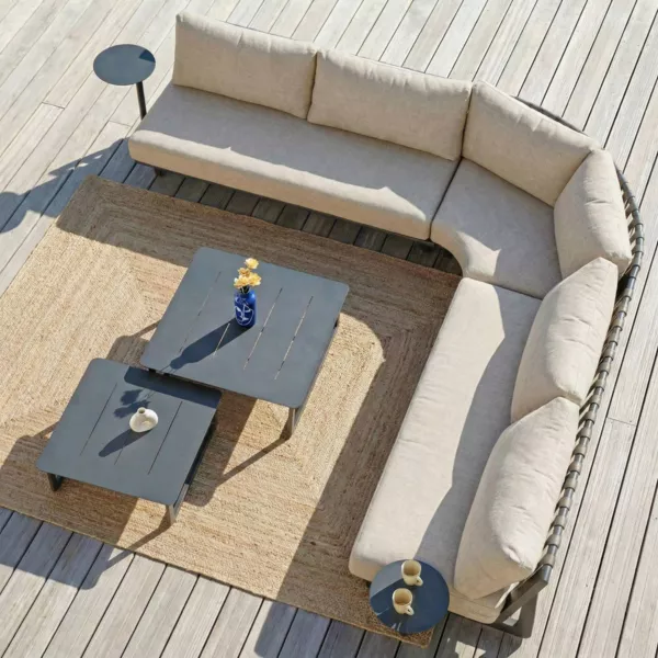 Set angolare da giardino in alluminio 5 posti Long Beach Grigio antracite e tortora