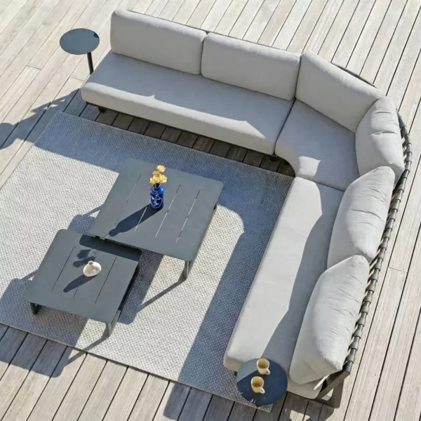 Conjunto de jard�n esquinero de aluminio para 5 personas Long Beach Gris antracita y gris claro