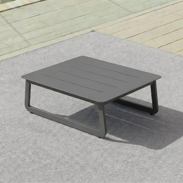 Gartencouchtisch Long Beach, quadratisch, aus Aluminium (85 x 85 cm) in Anthrazitgrau