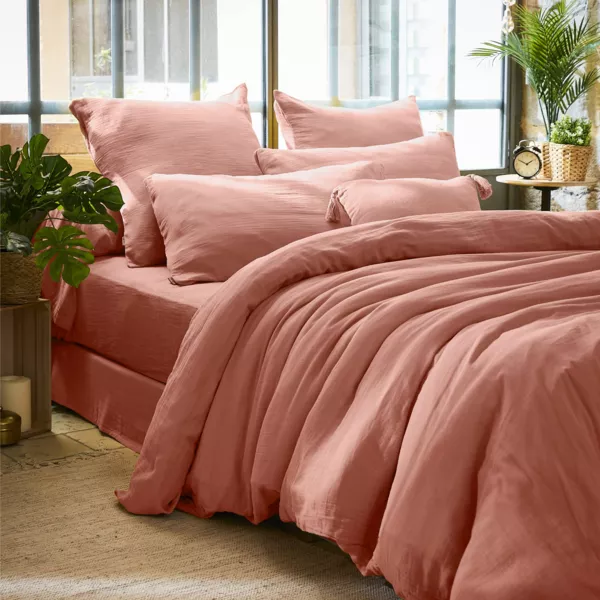 Funda N�rdica en gasa de algod�n (240 cm) Ga�a Rosa durazno