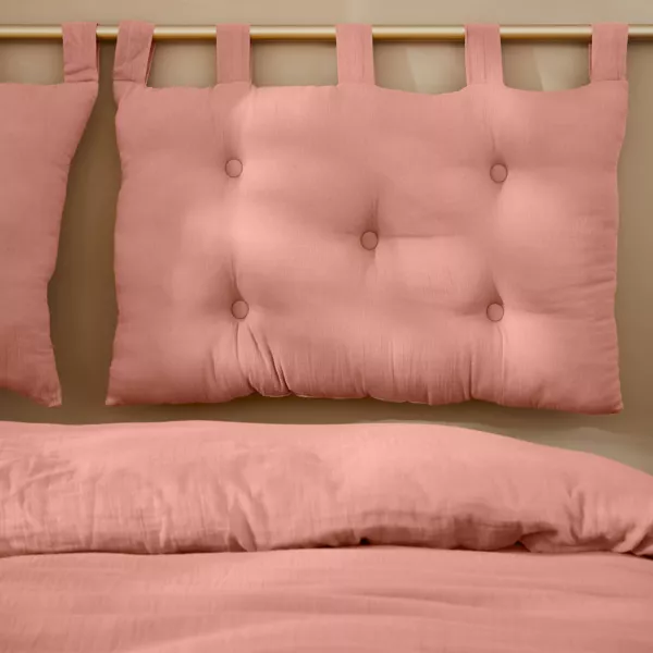T�te de lit coussin gaze de coton (80 x 50 cm) Ga�a Rose p�che