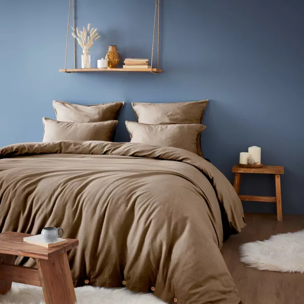 Housse de couette flanelle de coton (280 x 240 cm) Nina Ficelle
