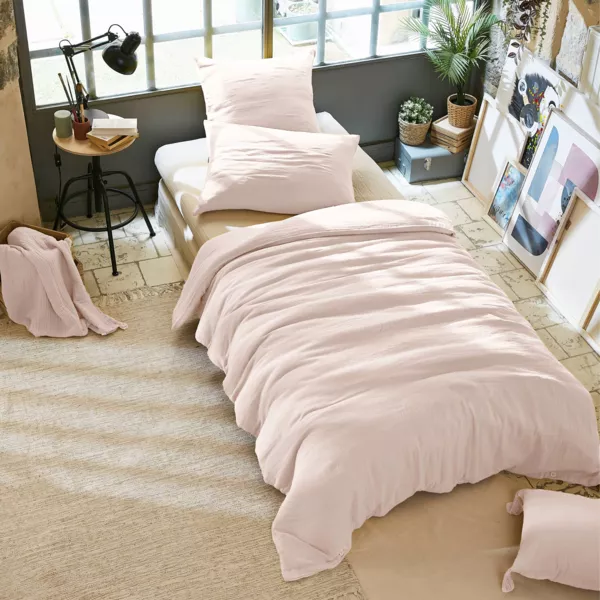 Housse de couette gaze de coton (140 x 200 cm) Ga�a Rose poudr�