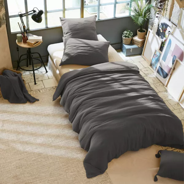 Housse de couette gaze de coton (140 x 200 cm) Ga�a Gris granit