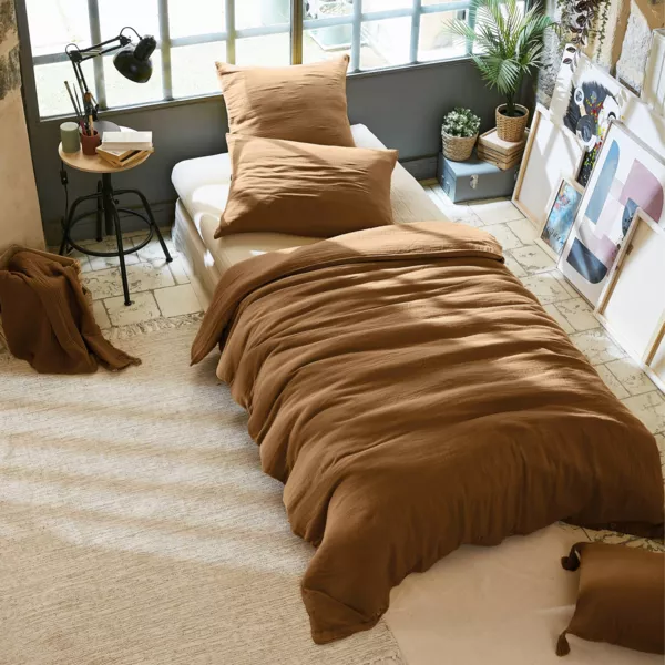 Housse de couette gaze de coton (140 x 200 cm) Ga�a Camel