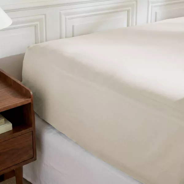 Drap housse percale de coton (140 x 190 cm) Diane Beige