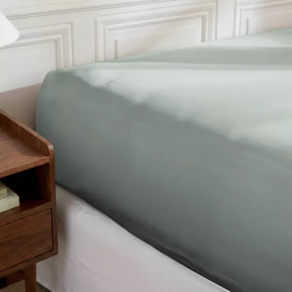 Drap housse percale de coton 120 fils (160 x 200 cm) Diane Bleu C�ladon