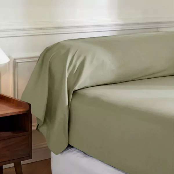 Funda de almohada de percal de algod�n (L185 cm) Diane Verde Salvia