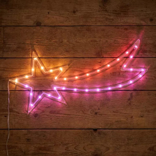 Beleuchtete Sternschnuppe Neon 35 LED H25 cm Star Mehrfarbig