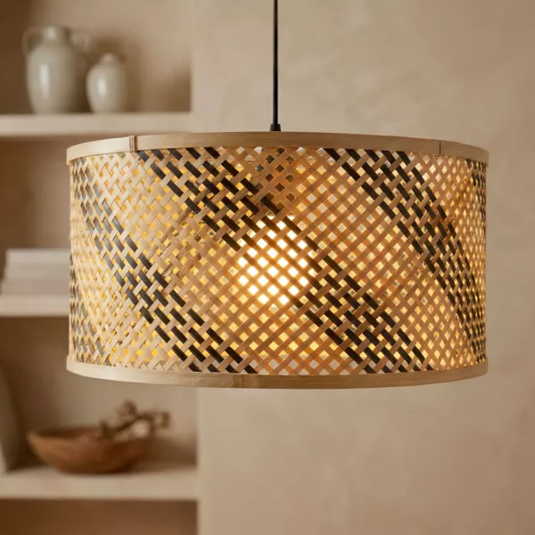 Suspension lumineuse en bambou (D50 cm) Frontera Noir et naturel