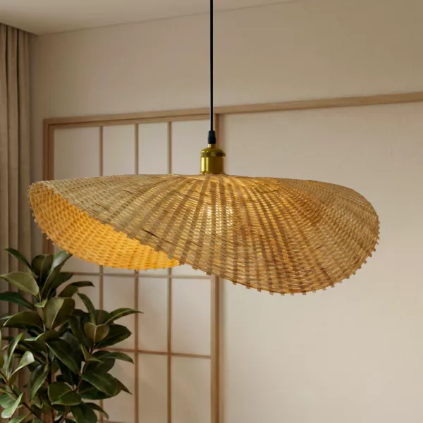 Lampada a sospensione in bamb� inrecciato (D60 cm) Calvi� Naturale